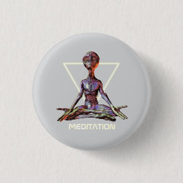 Meditation. Alien in ruhiger Pose Button