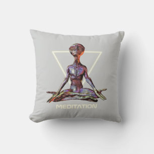 Meditation. Alien in ruhiger Pose Kissen
