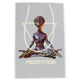 Meditation. Alien in ruhiger Pose Mittlere Geschenktüte