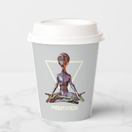 Meditation. Alien in ruhiger Pose Pappbecher