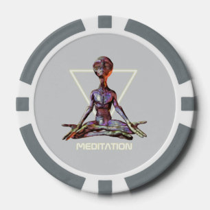 Meditation. Alien in ruhiger Pose Pokerchips
