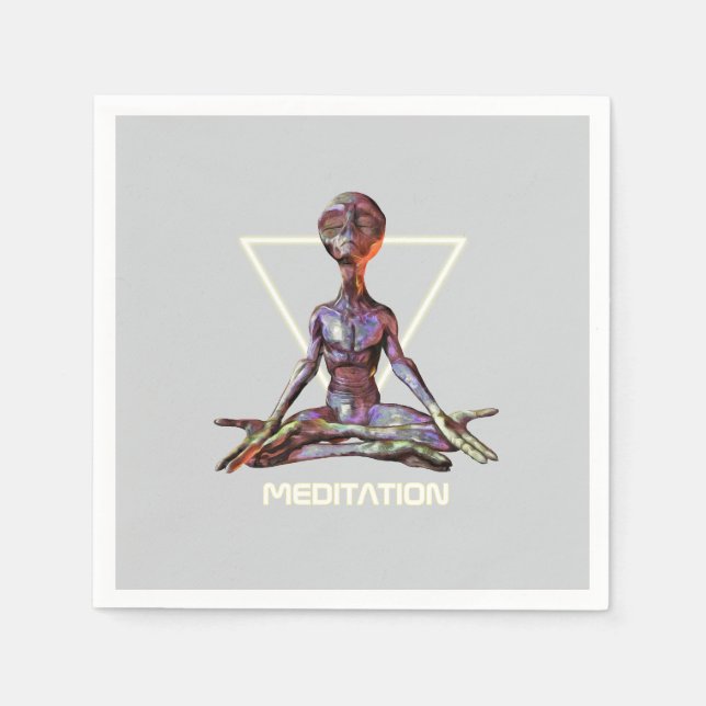 Meditation. Alien in ruhiger Pose Serviette (Vorderseite)
