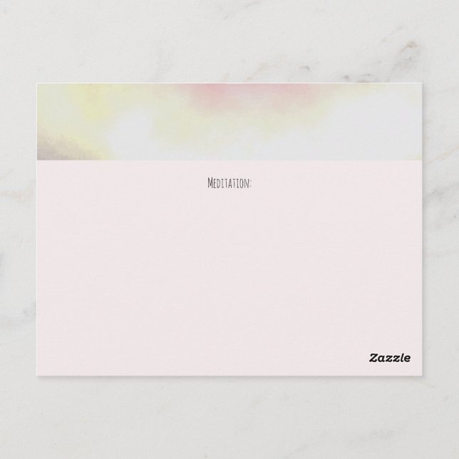 Meditation Cue Card - "Friede, sei still" SAMMLUNG Postkarte (Rückseite)