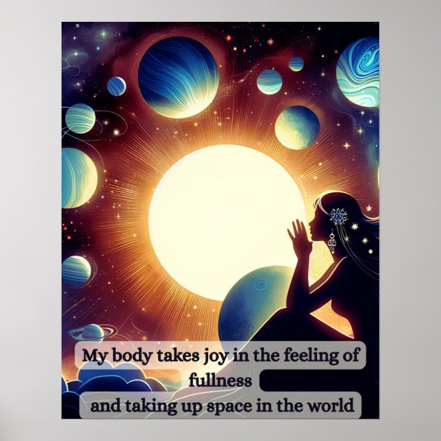 Meditation der Frau über die Körperposition Poster (Vorne)