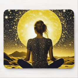 Meditation der Frau unter dem Mond Mousepad