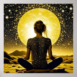 Meditation der Frau unter dem Mond Poster