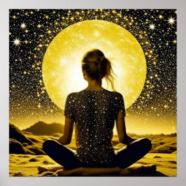 Meditation der Frau unter dem Mond Poster