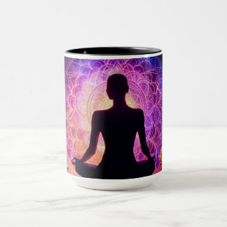 Meditation der Silhouette Tasse