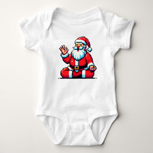 Meditation des Santa Relaxing Pixel Art Holiday De Baby Strampler (Vorderseite)