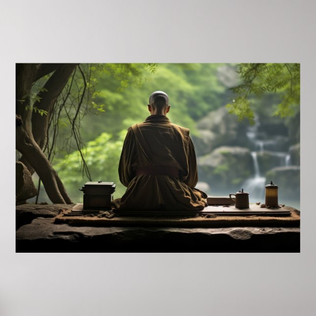 Meditation Monk Ruhe Friedliche Natur Poster (Vorne)