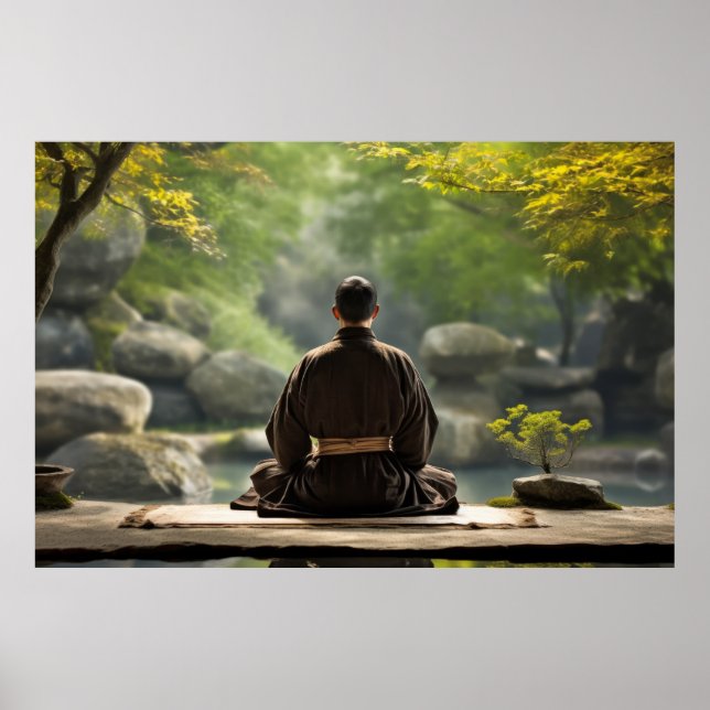 Meditation Monk Ruhe Friedliche Natur Poster (Vorne)