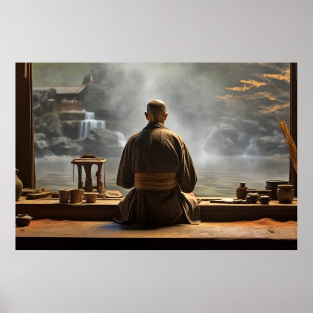 Meditation Monk Ruhe Friedliche Natur Poster (Vorne)