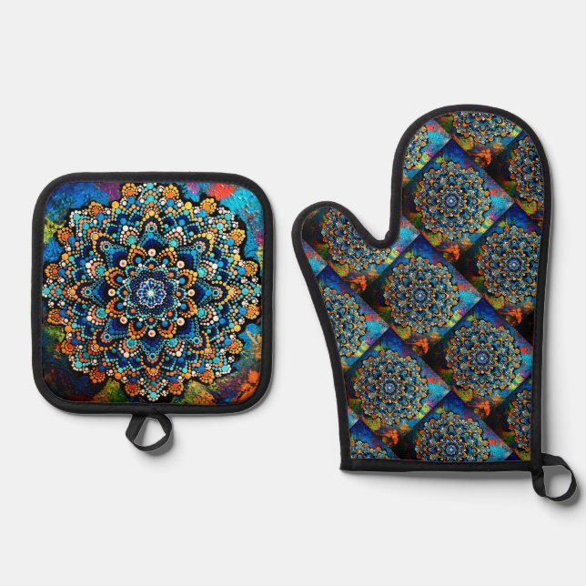 Meditation Ofenhandschuh & Topflappen-Set (Vorderseite)