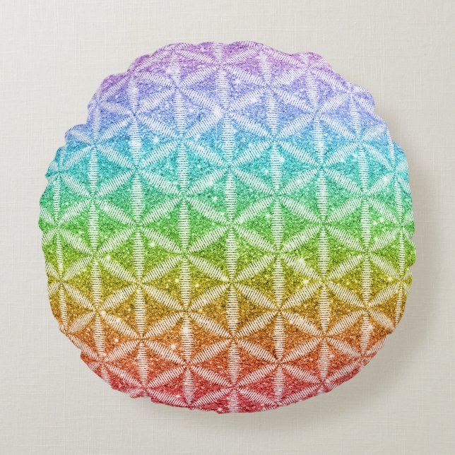 Meditation Pillow Blume des Lebens Mandala Chakra Rundes Kissen (Vorderseite)