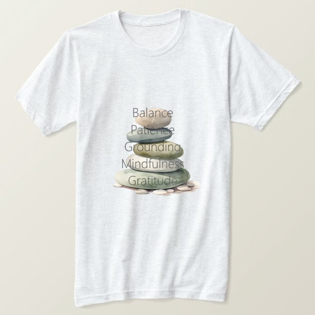 Meditation Rocks Balance Mindfulness Yoga T-Shirt (Design vorne)