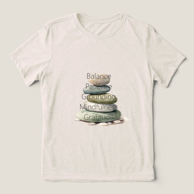 Meditation Rocks Balance Mindfulness Yoga Tri-Blend Shirt (Design Vorderseite)