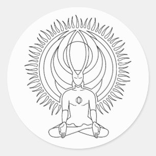 Meditation. Runder Aufkleber
