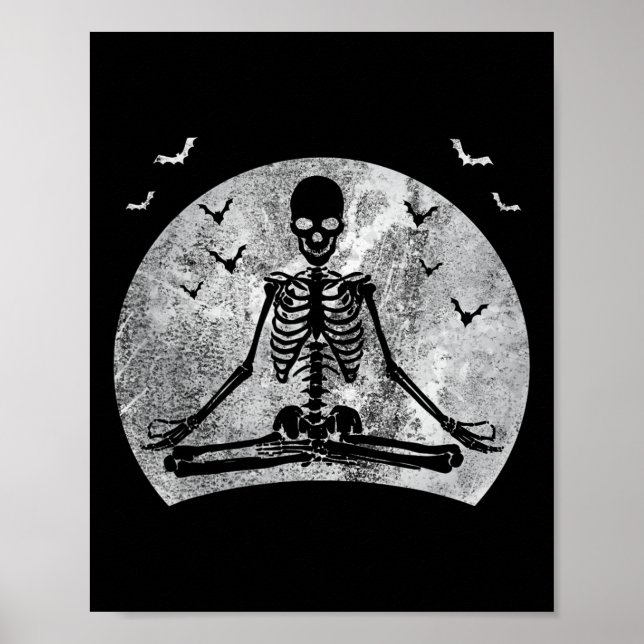Meditation Skeletton Yoga Lover Halloween Mondkost Poster (Vorne)
