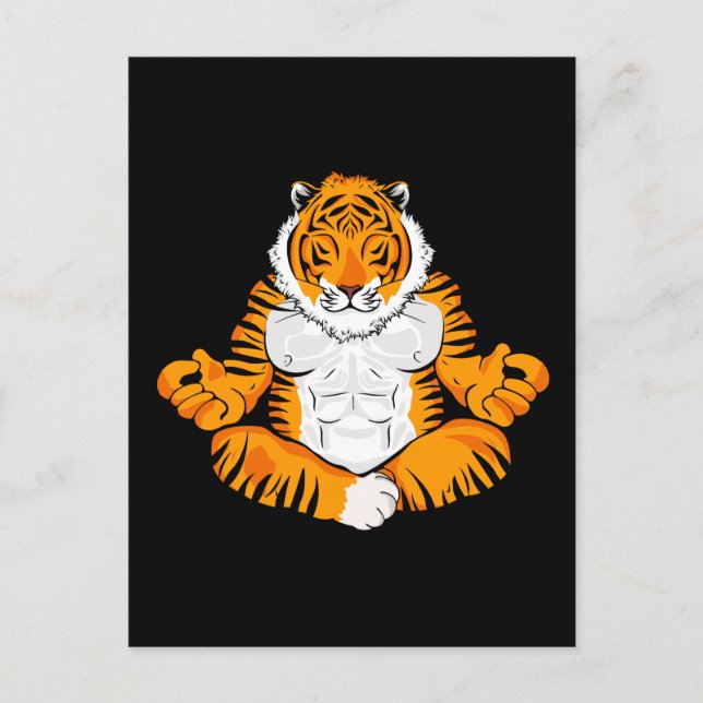 Meditation Tiger Geschenk Frauen Yoga Männer Medit Postkarte (Vorderseite)