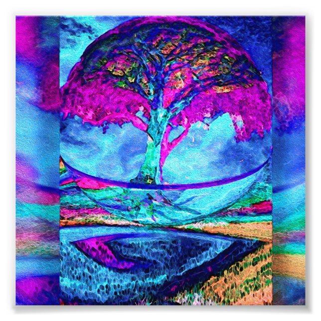 Meditation Tree in Lila Fotodruck (Vorne)