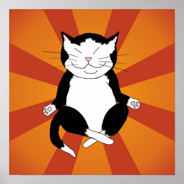 Meditation Tuxedo Kitty Poster Print (Vorne)