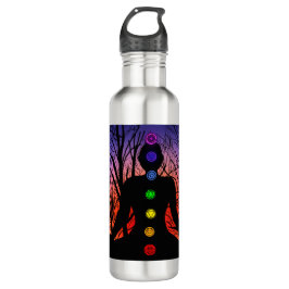 Meditation und die Bäume in einer sternenreichen N Edelstahlflasche