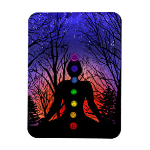 Meditation und die Bäume in einer sternenvollen Na Magnet