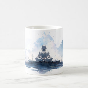 Meditation und Frieden im Stil des Cartoon Kaffeetasse