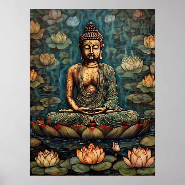Meditation von Gautam Buddha Art Poster (Vorne)