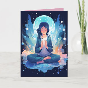 Meditation von Yoga Moon Clouds Celestial Birthday Karte