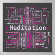Meditation Word Cloud Tagin Rosa und violette Farb