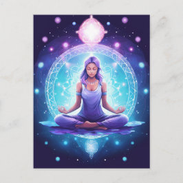 Meditation Yoga Girl, Crystals Amethyst Lotus Postkarte