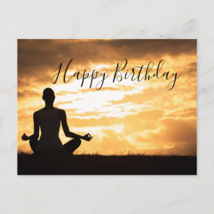 Meditation Yoga Silhouette Happy Birthday Card Postkarte