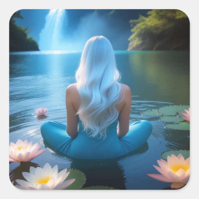 MEDITATION -YOGA - WELLNESS - CARPE DIEM QUADRATISCHER AUFKLEBER (Vorderseite)