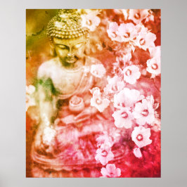 *~* Meditation Zen Buddha Meditat Blume Orange Poster