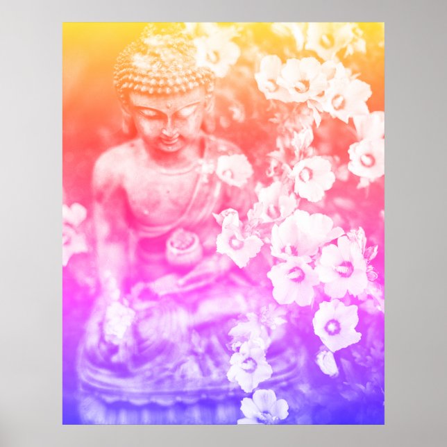 *~* Meditation Zen Buddha Meditat Floral Bold Poster (Vorne)