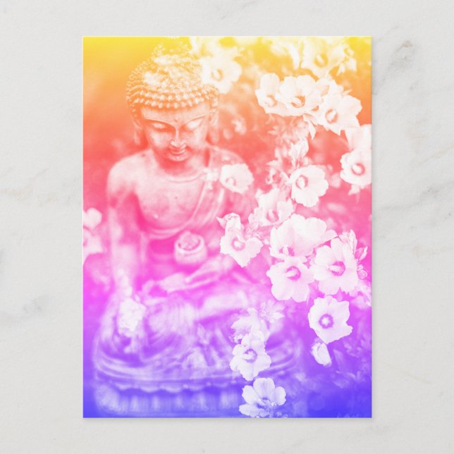 *~* Meditation Zen Buddha Meditat Floral Bold Postkarte (Vorderseite)