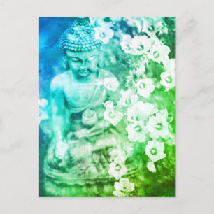 *~* Meditation Zen Buddha Meditat Floral Ombre Postkarte