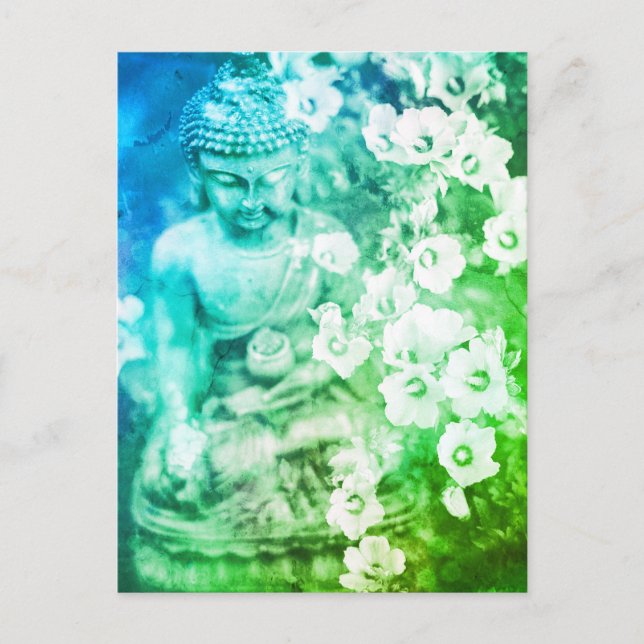 *~* Meditation Zen Buddha Meditat Floral Ombre Postkarte (Vorderseite)