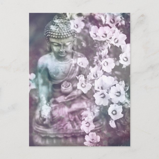 *~* Meditation Zen Buddha Meditate Floral Lavender Postkarte (Vorderseite)