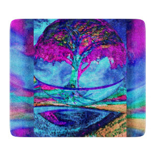 Meditations-Baum des Lebens in Lila Schneidebrett