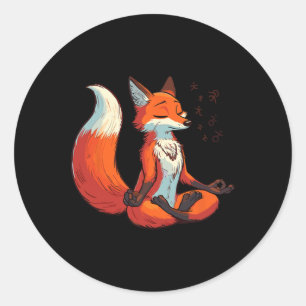 Meditations-Fuchs-Yogahaltung Entspannendes Tier Runder Aufkleber