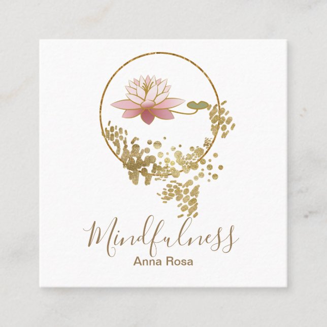 *~* Meditations-GoldGlitzer-Lotosmindfulness-Yoga Quadratische Visitenkarte (Vorderseite)