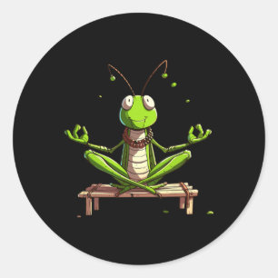 Meditations-Grhopper-Yogahaltung Entspannendes Tie Runder Aufkleber