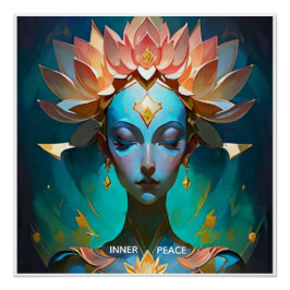 MEDITATIONS-LOTOS-GÖTTIN-SPIRITUELLE KUNST-POSTER POSTER