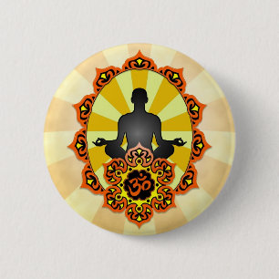 Meditations-Yoga-Om, -orange und -GELB Button
