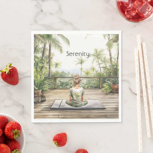 Meditations-Yoga-Serenität Frau Serviette (Beispiel)