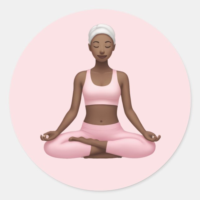 Meditationsfrau Emoji - Friedliche Yoga Pose Kunst Runder Aufkleber (Vorderseite)