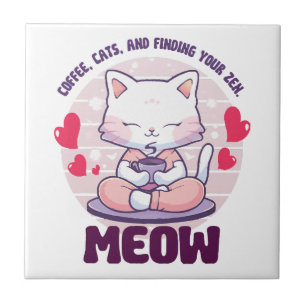 Meditationskatze - Kawaii-Katze Fliese