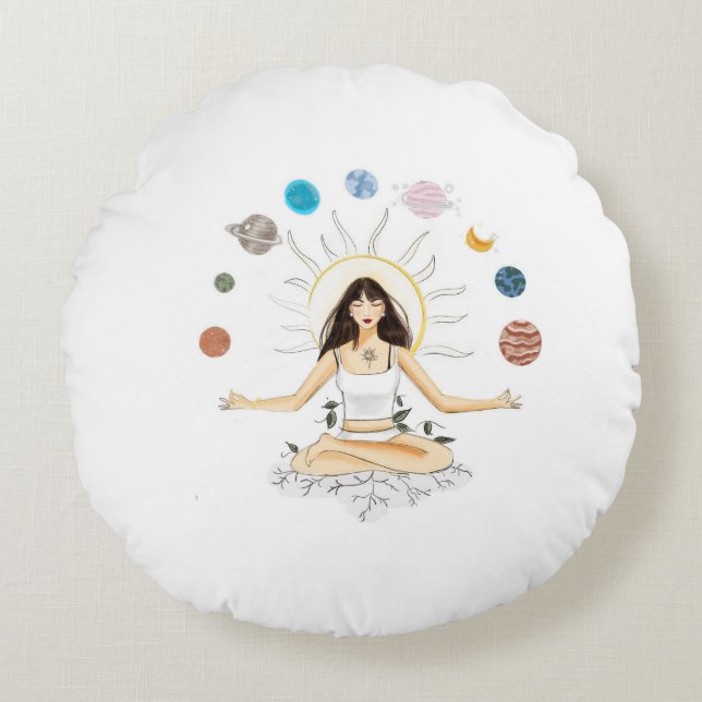 Meditationskunst Rundes Kissen (Vorderseite)